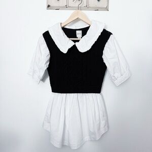 Maeve by Anthropologie Black and White Peter Pan Collared Top XXS